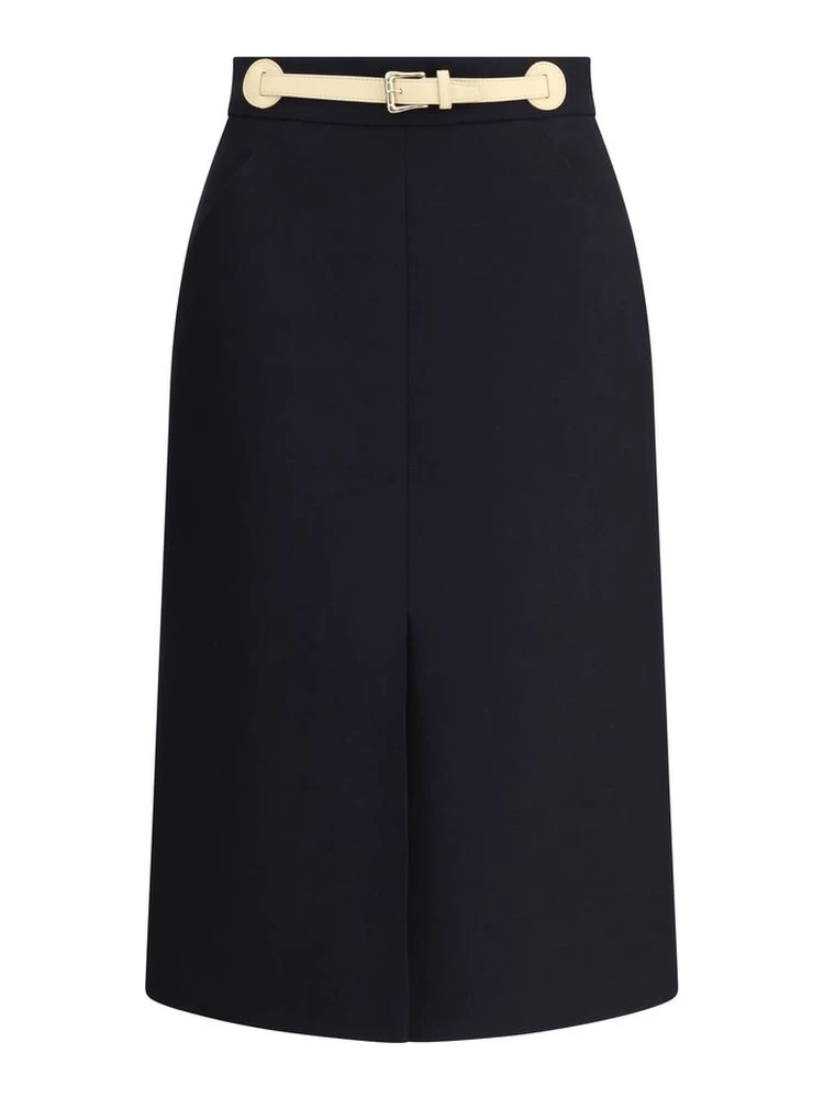 Black Fleece Wool Midi Skirt