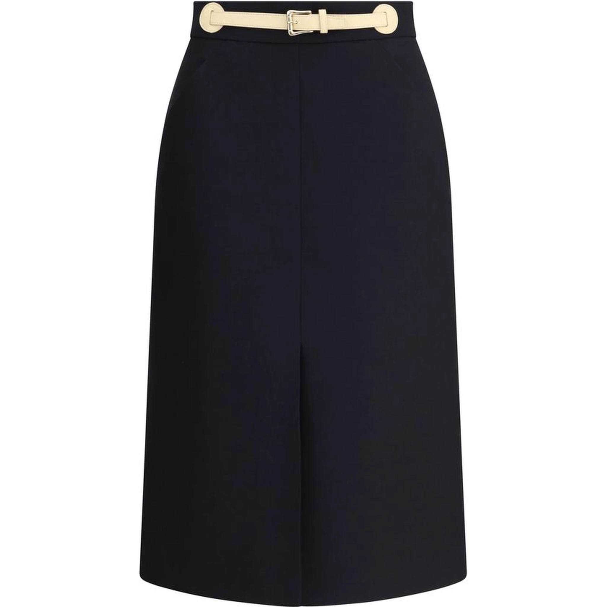 Black Fleece Wool Midi Skirt