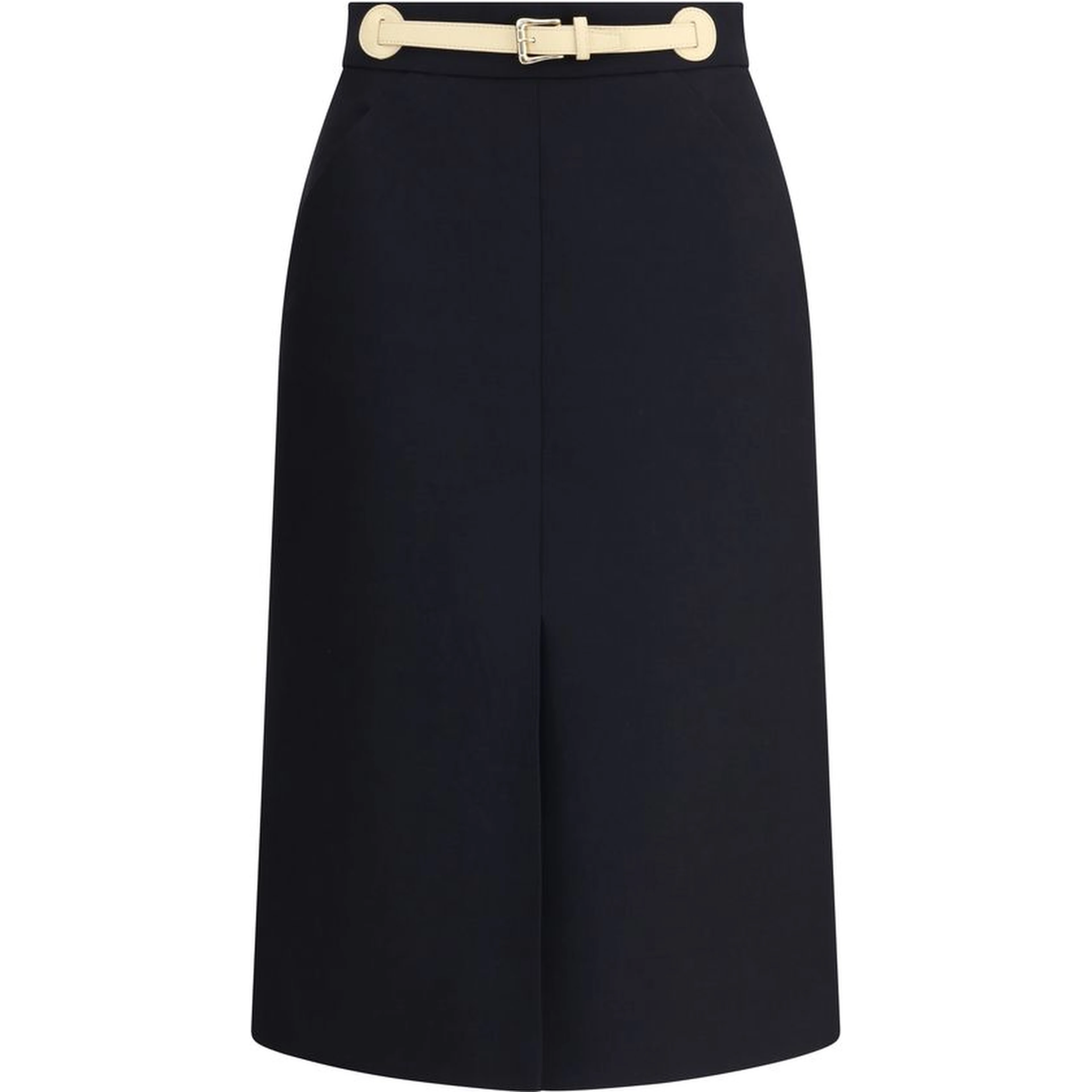 Black Fleece Wool Midi Skirt