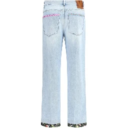 Light Blue Cotton Straight-Leg Jeans