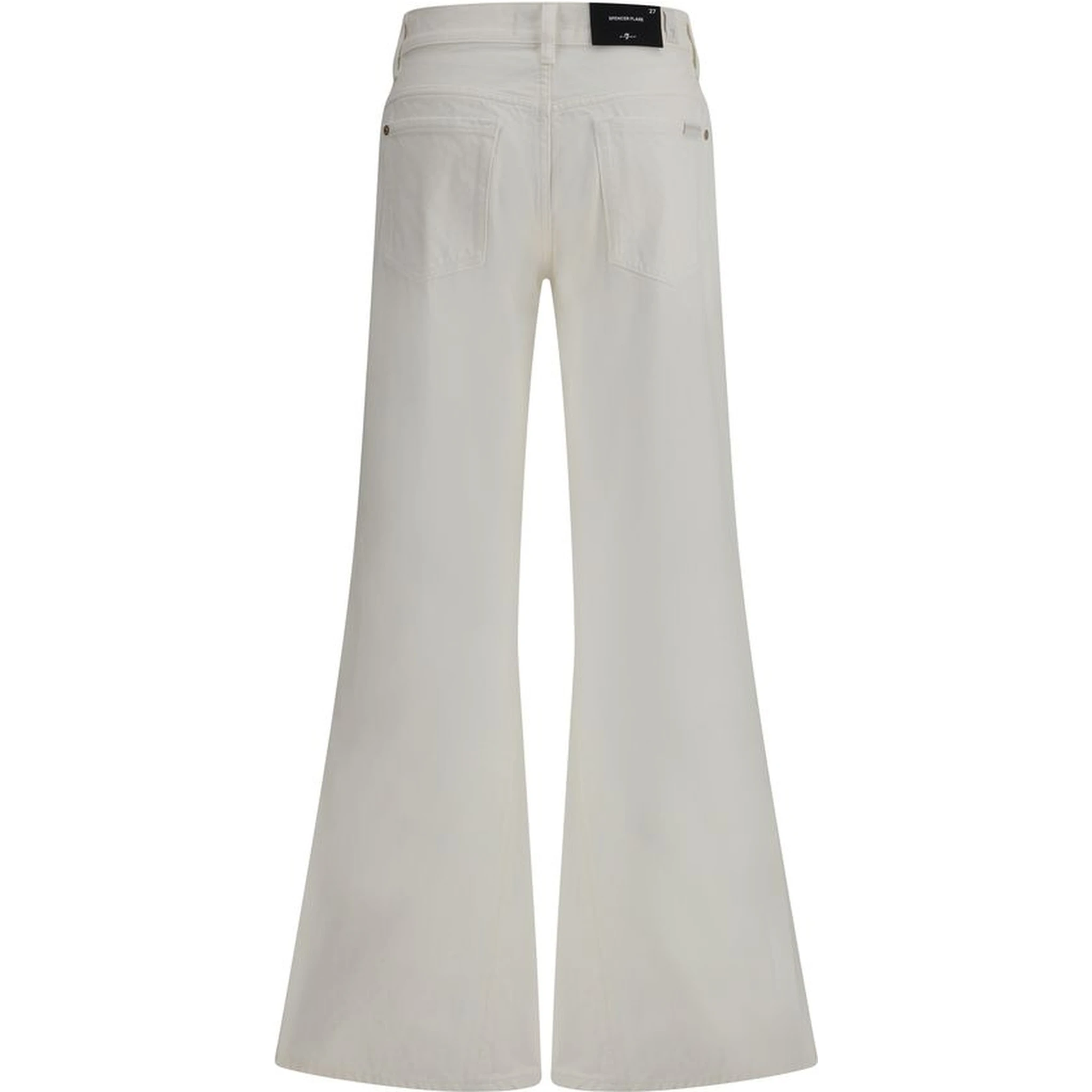 Cream Cotton Flared Jeans