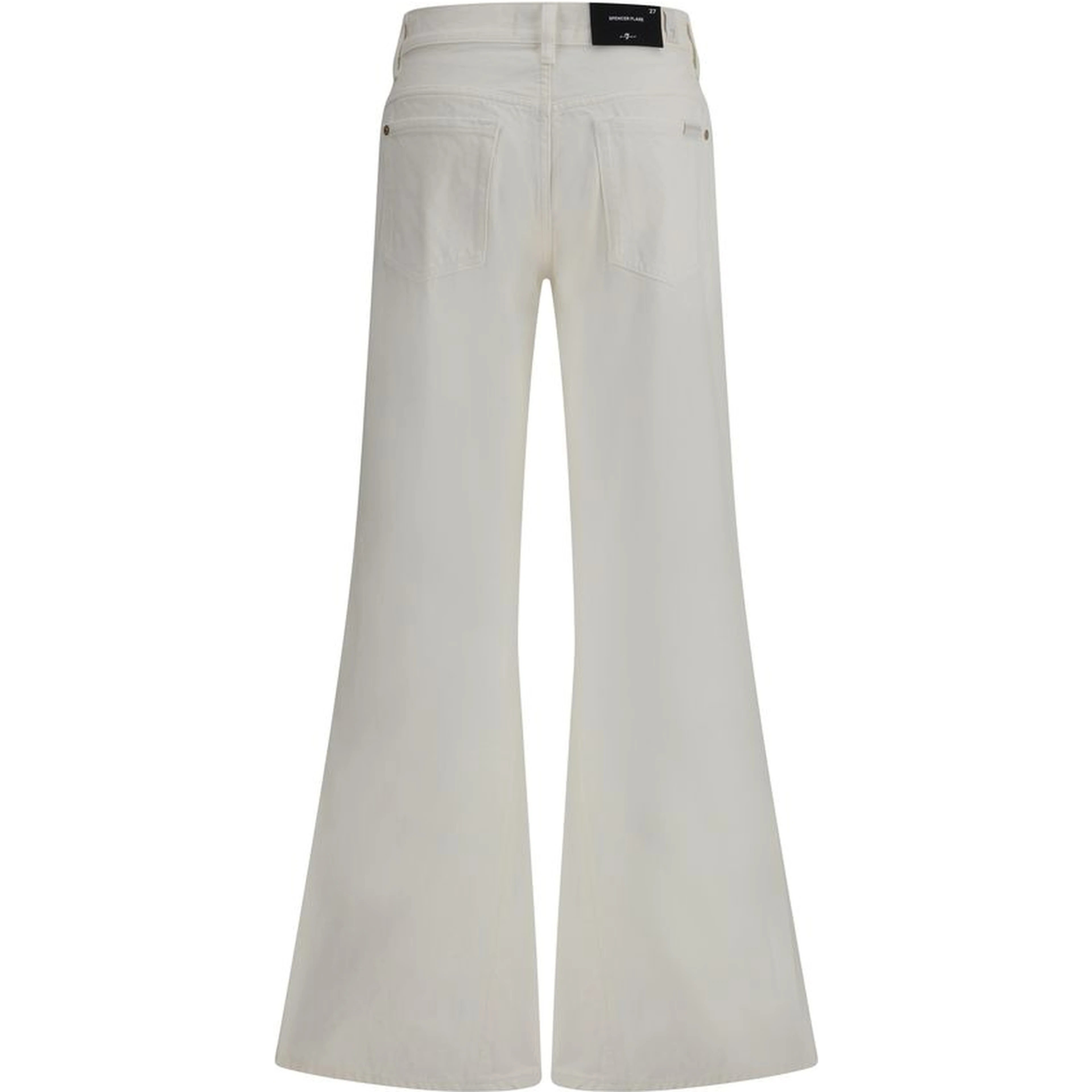 Cream Cotton Flared Jeans