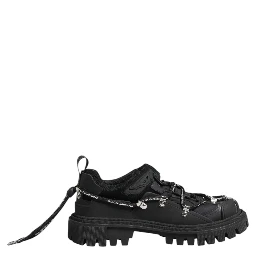 Black Low Top Lace Up Trekking Sneakers Shoes