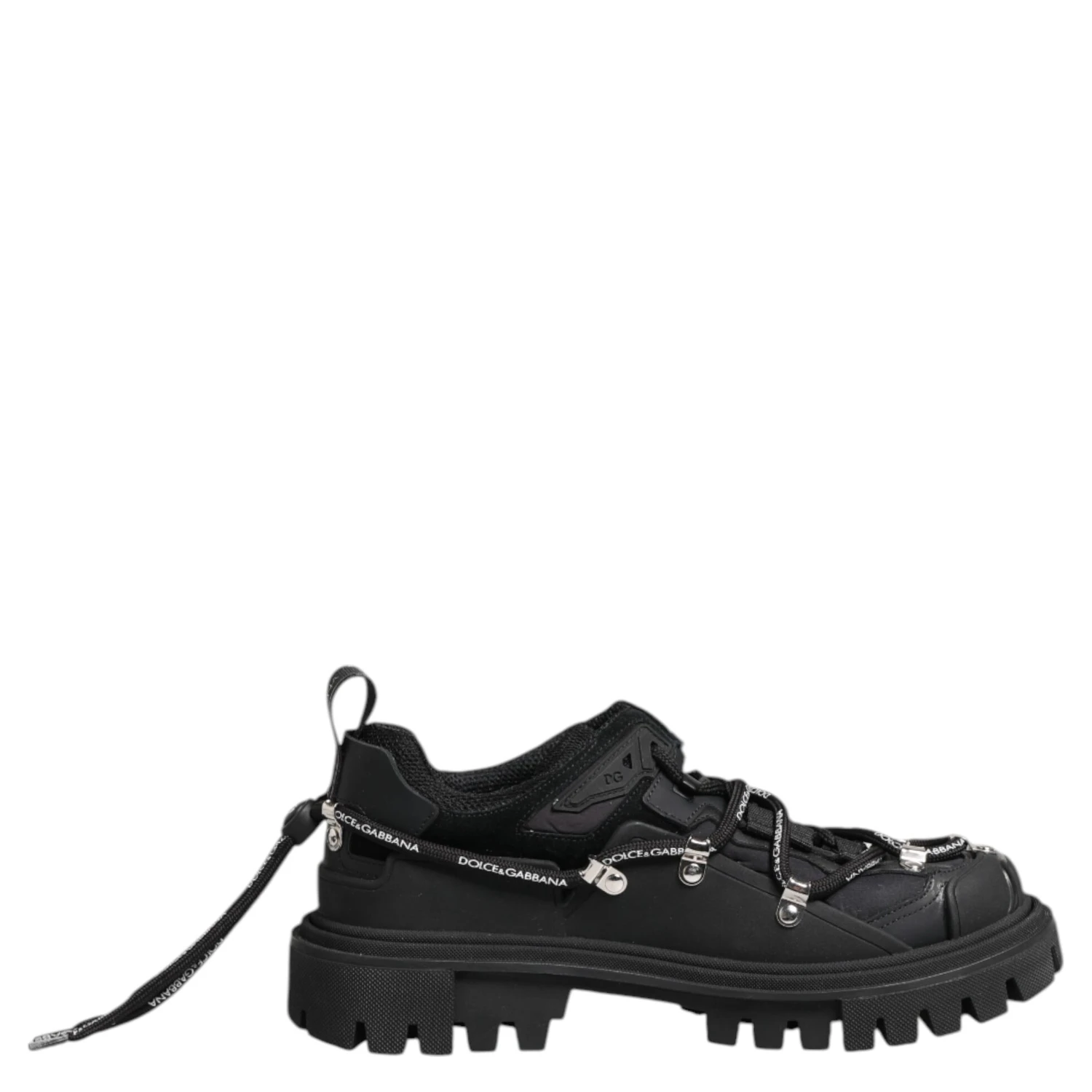 Black Low Top Lace Up Trekking Sneakers Shoes