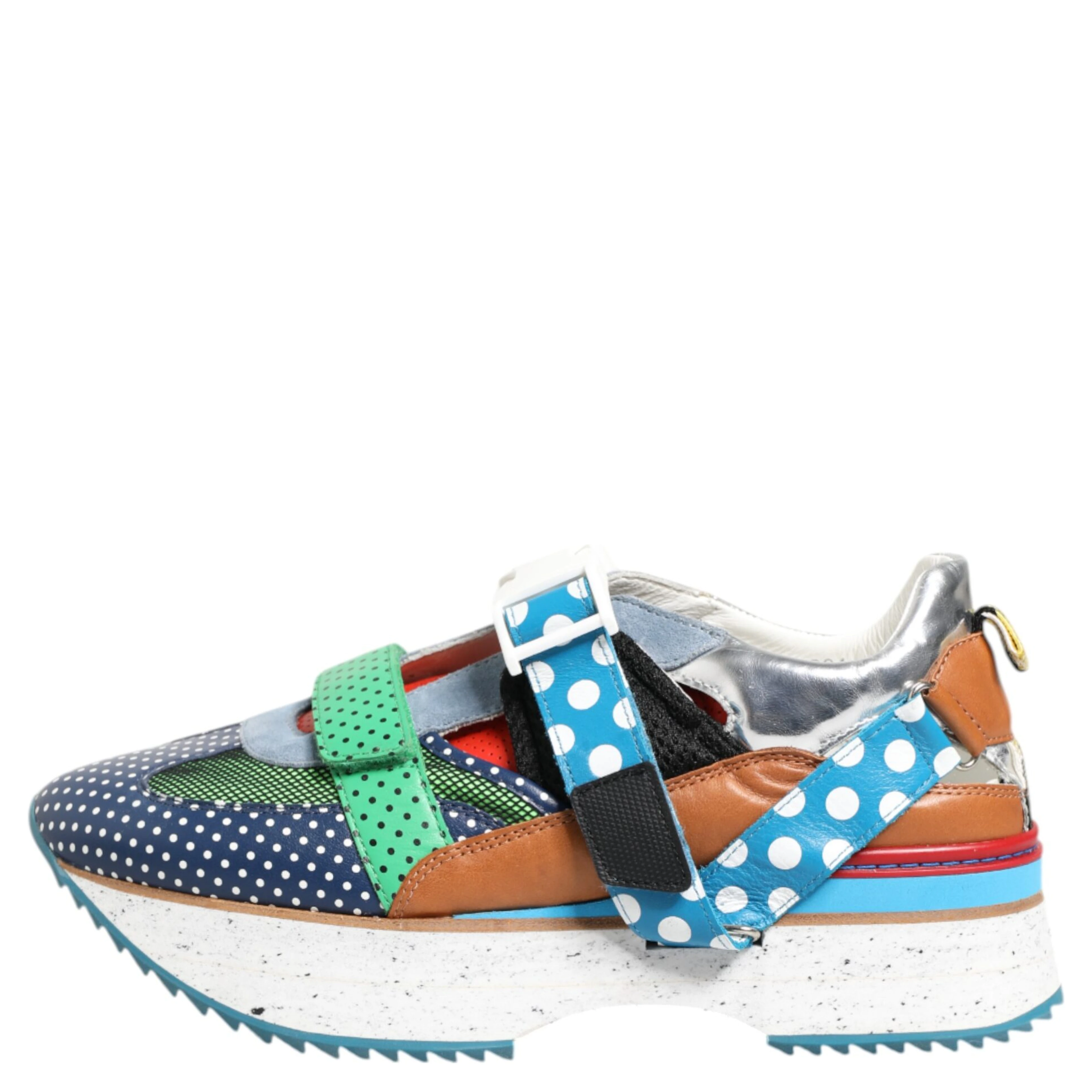 Multicolor Leather Low Top Sneakers Shoes