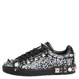 Black Portofino Stud Embellished Sneakers Shoes
