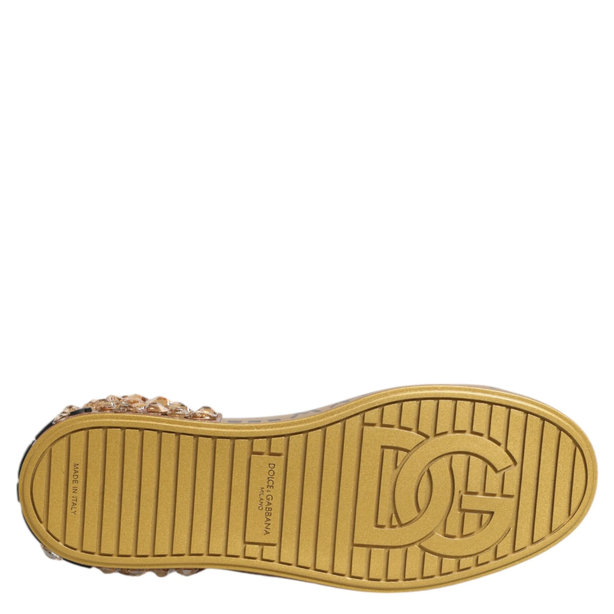 White Gold Crystal Portofino Sneakers Shoes