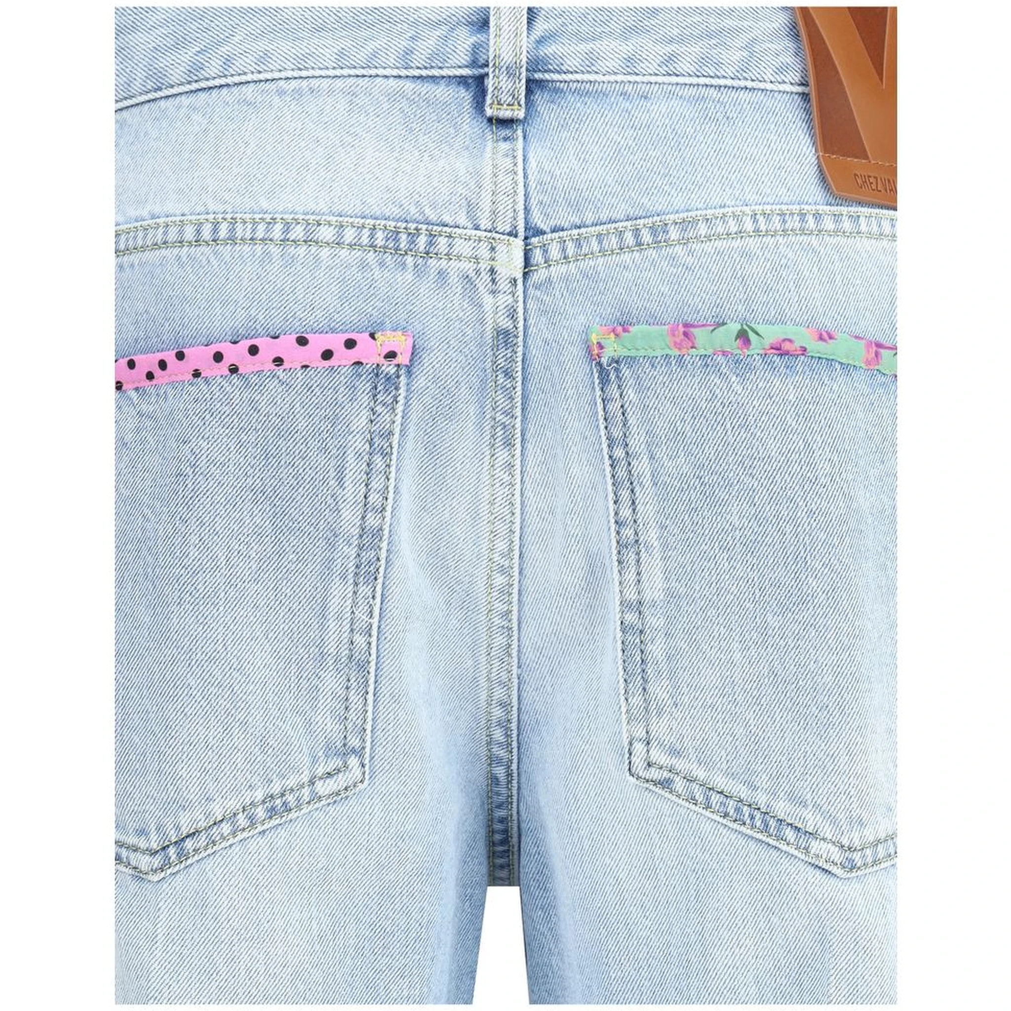 Light Blue Cotton Straight-Leg Jeans