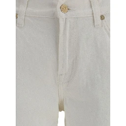 Cream Cotton Flared Jeans