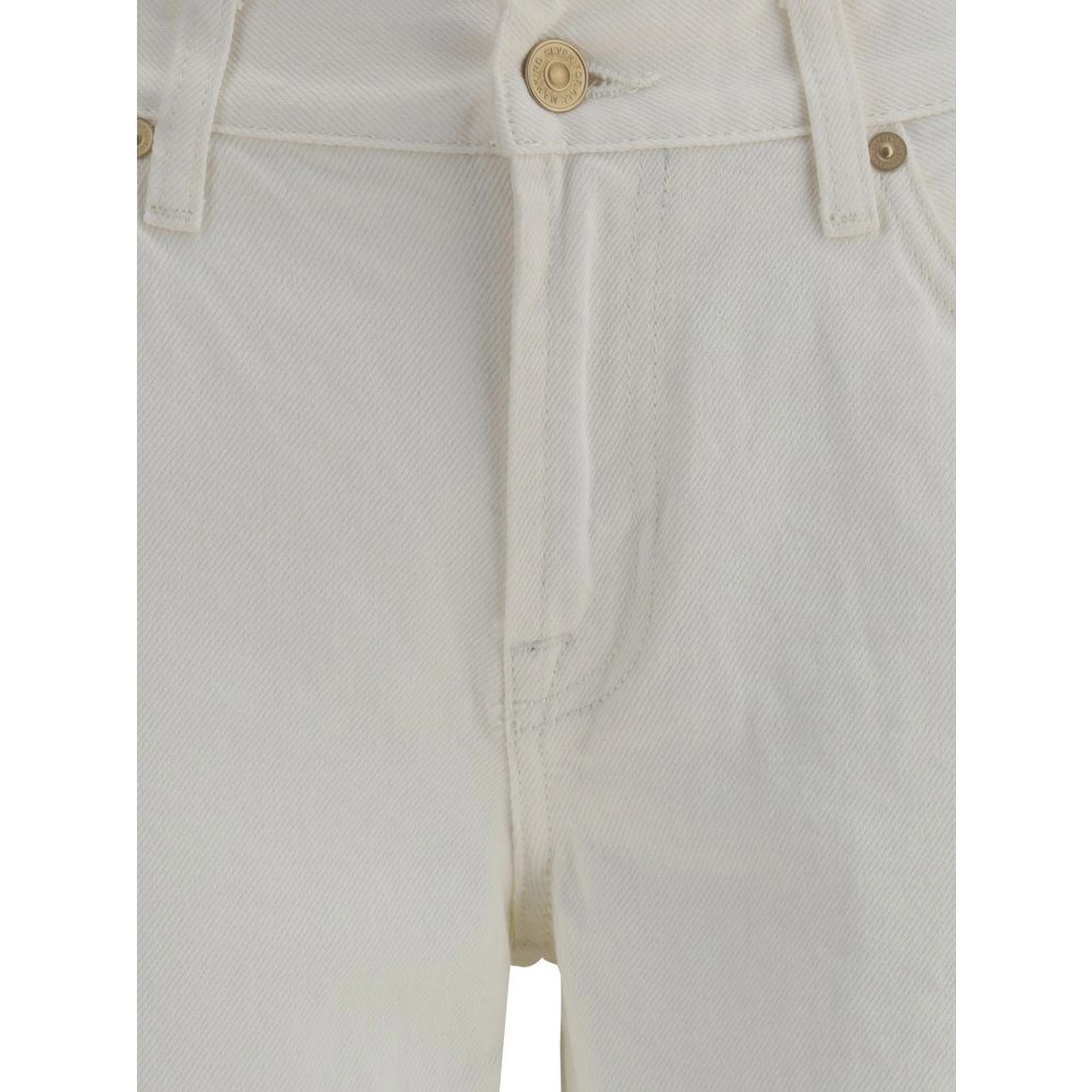 Cream Cotton Flared Jeans