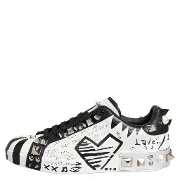 Black White Studded Low Top Sneakers Shoes