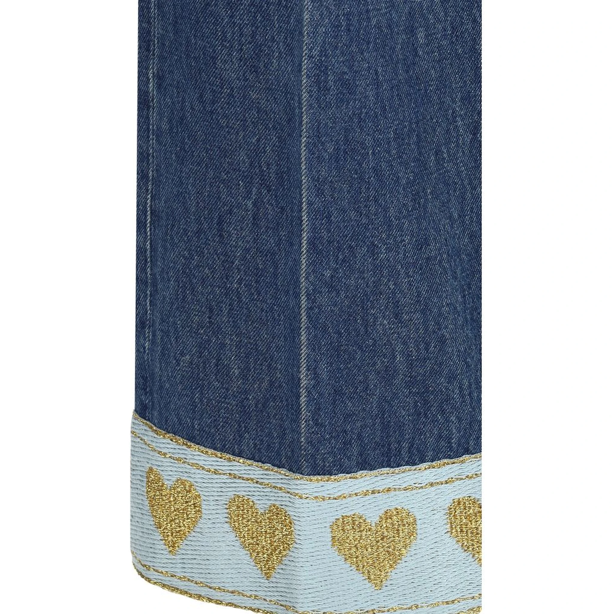 Blue Cotton Straight-Leg Jeans