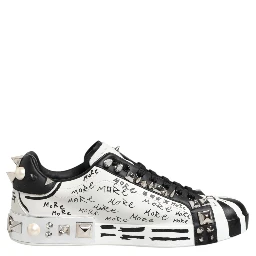 Black White Studded Low Top Sneakers Shoes