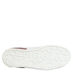 White Red Leather Lace Up Sneakers Shoes