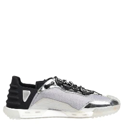 Silver Black Nylon NS1 Low Top Sneakers Shoes