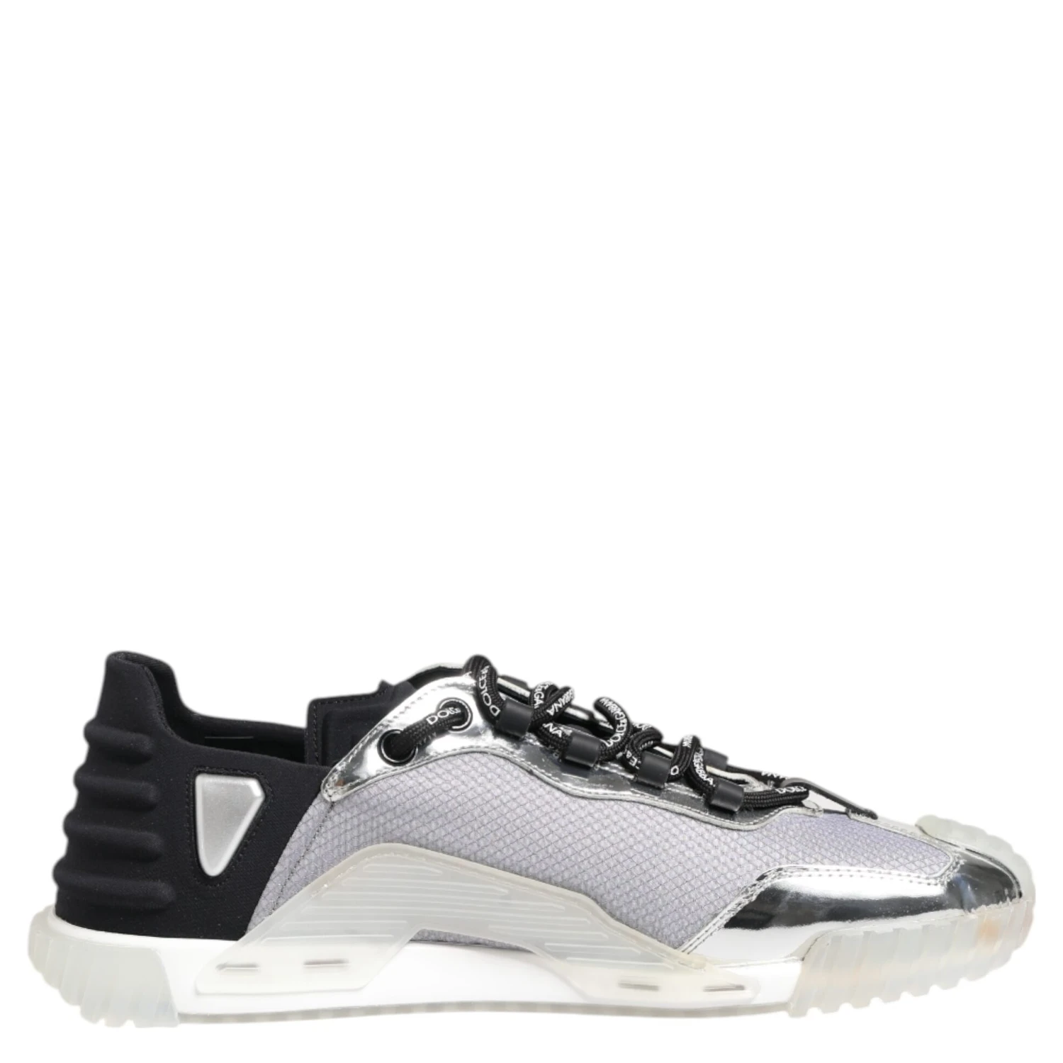 Silver Black Nylon NS1 Low Top Sneakers Shoes
