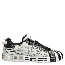 Black White Studded Low Top Sneakers Shoes