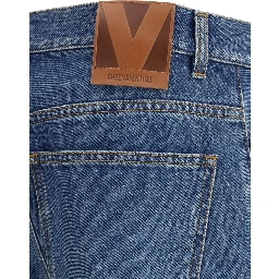 Blue Cotton Straight-Leg Jeans