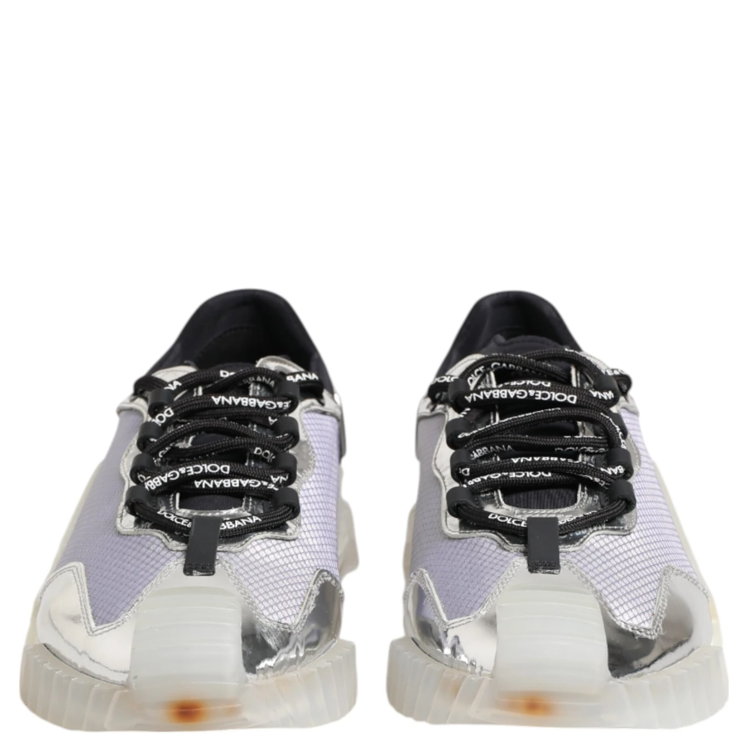Silver Black Nylon NS1 Low Top Sneakers Shoes