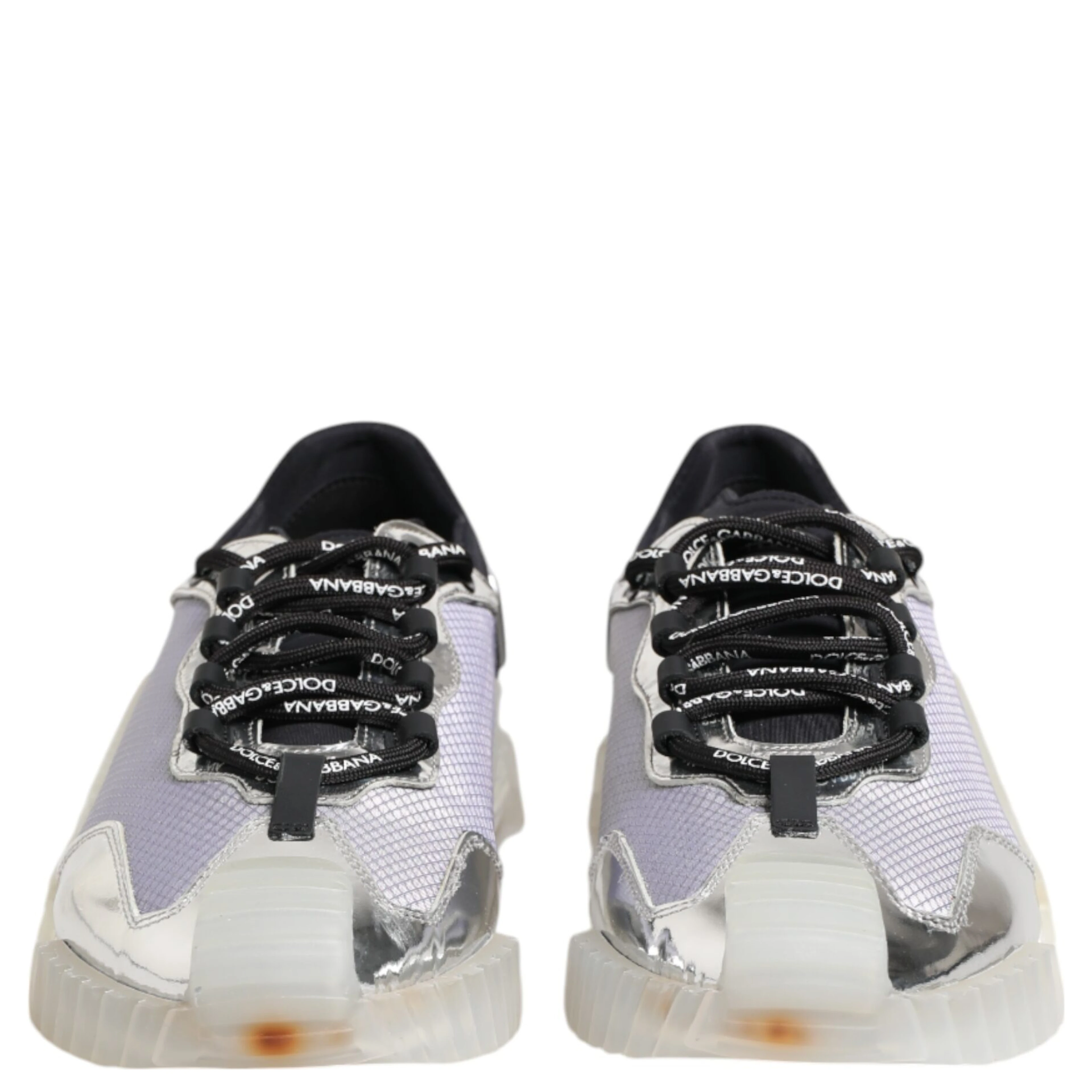 Silver Black Nylon NS1 Low Top Sneakers Shoes