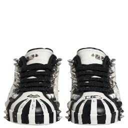 Black White Studded Low Top Sneakers Shoes