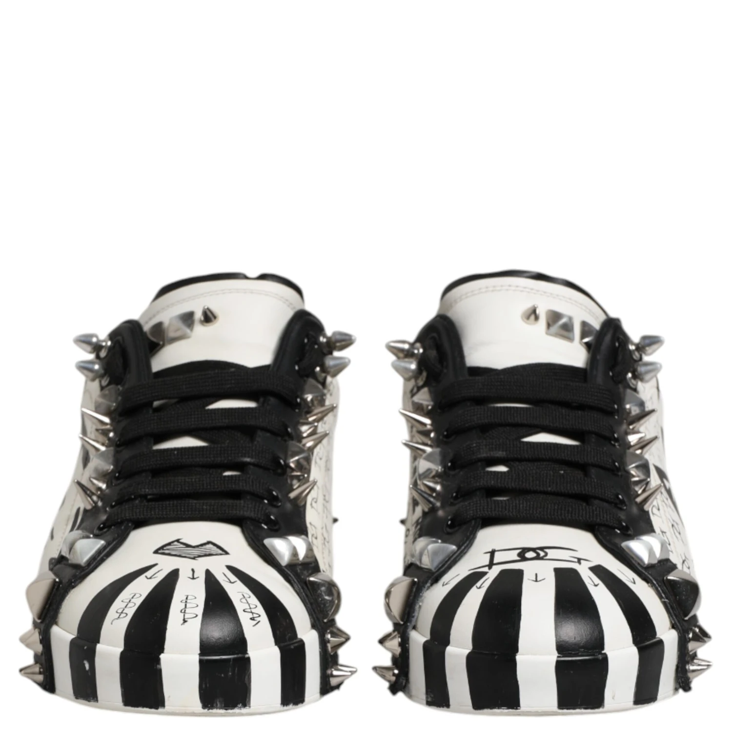Black White Studded Low Top Sneakers Shoes