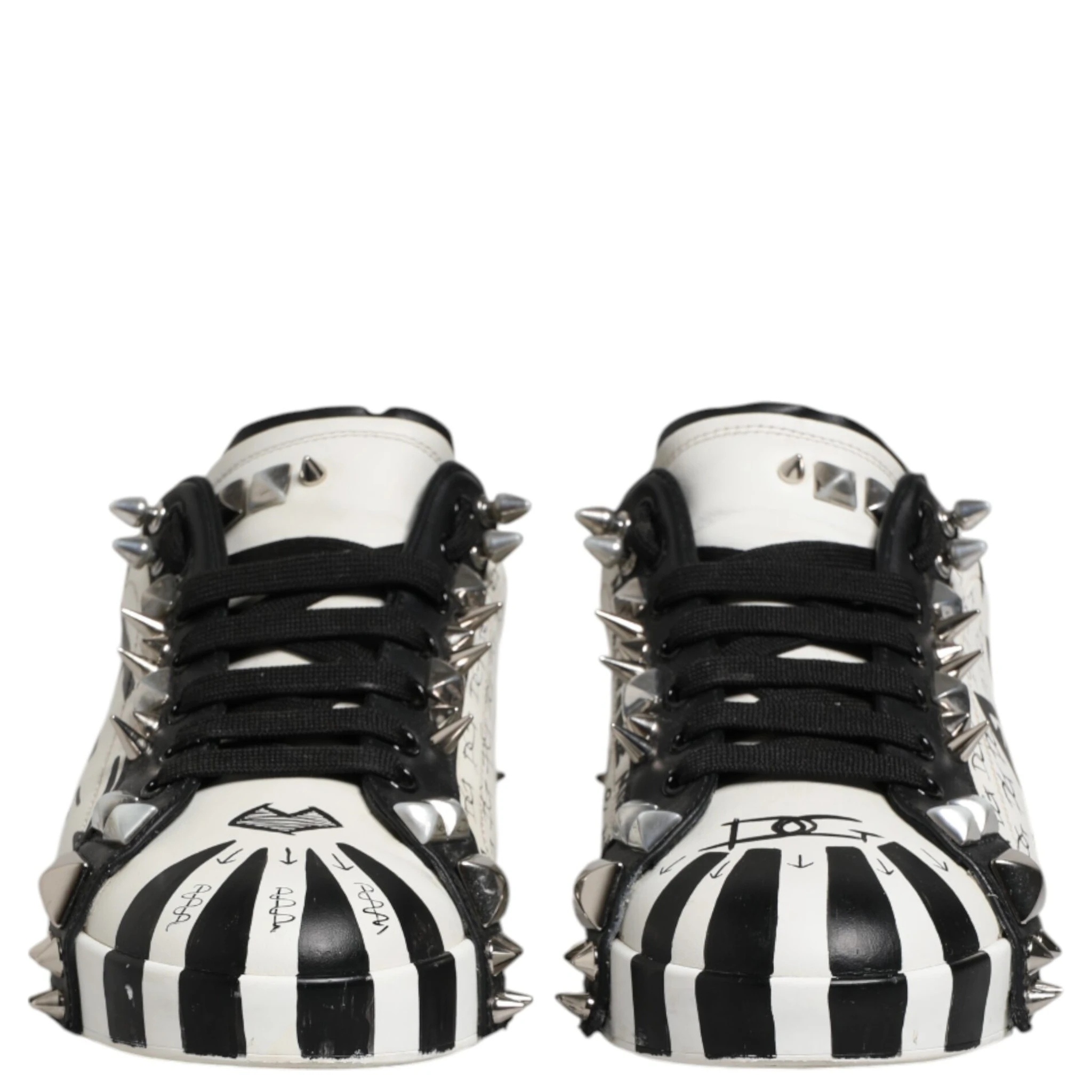 Black White Studded Low Top Sneakers Shoes