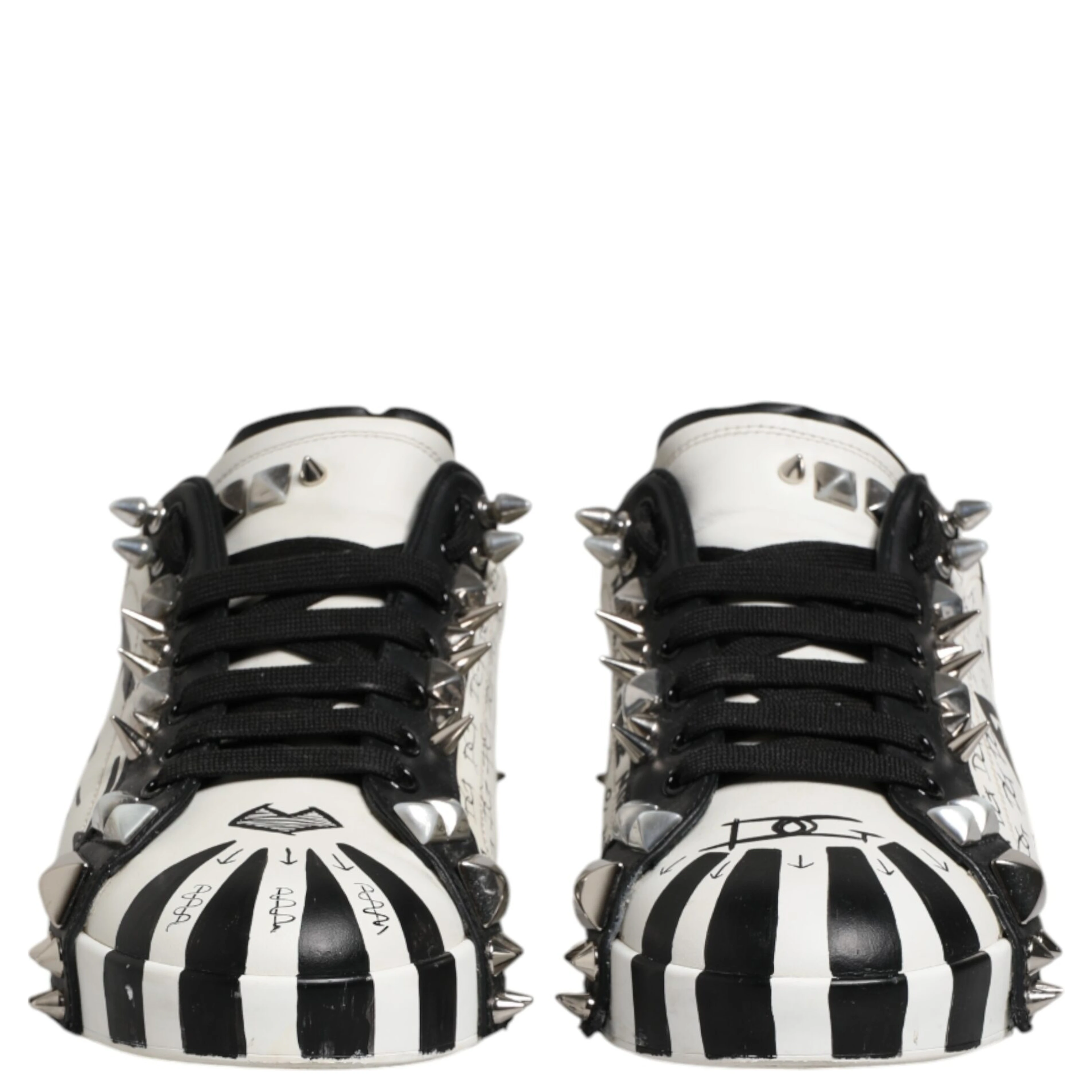 Black White Studded Low Top Sneakers Shoes