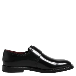 Black Leather Monk Strap Derby Formal Shoes