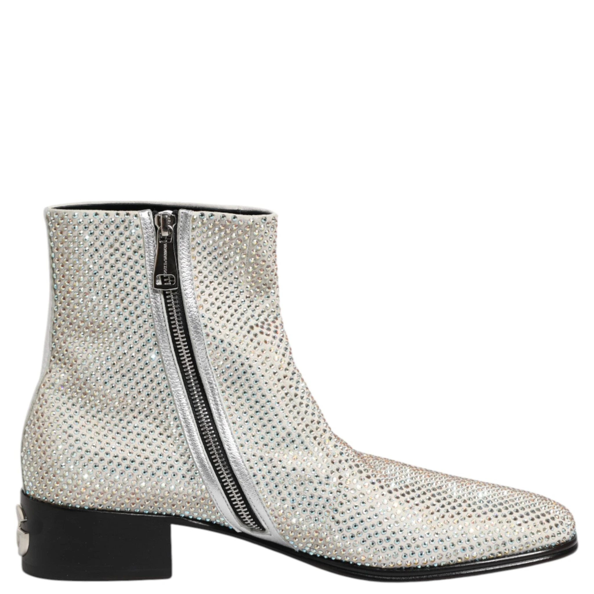White Strass DG Logo Heels Ankle Boots Shoes