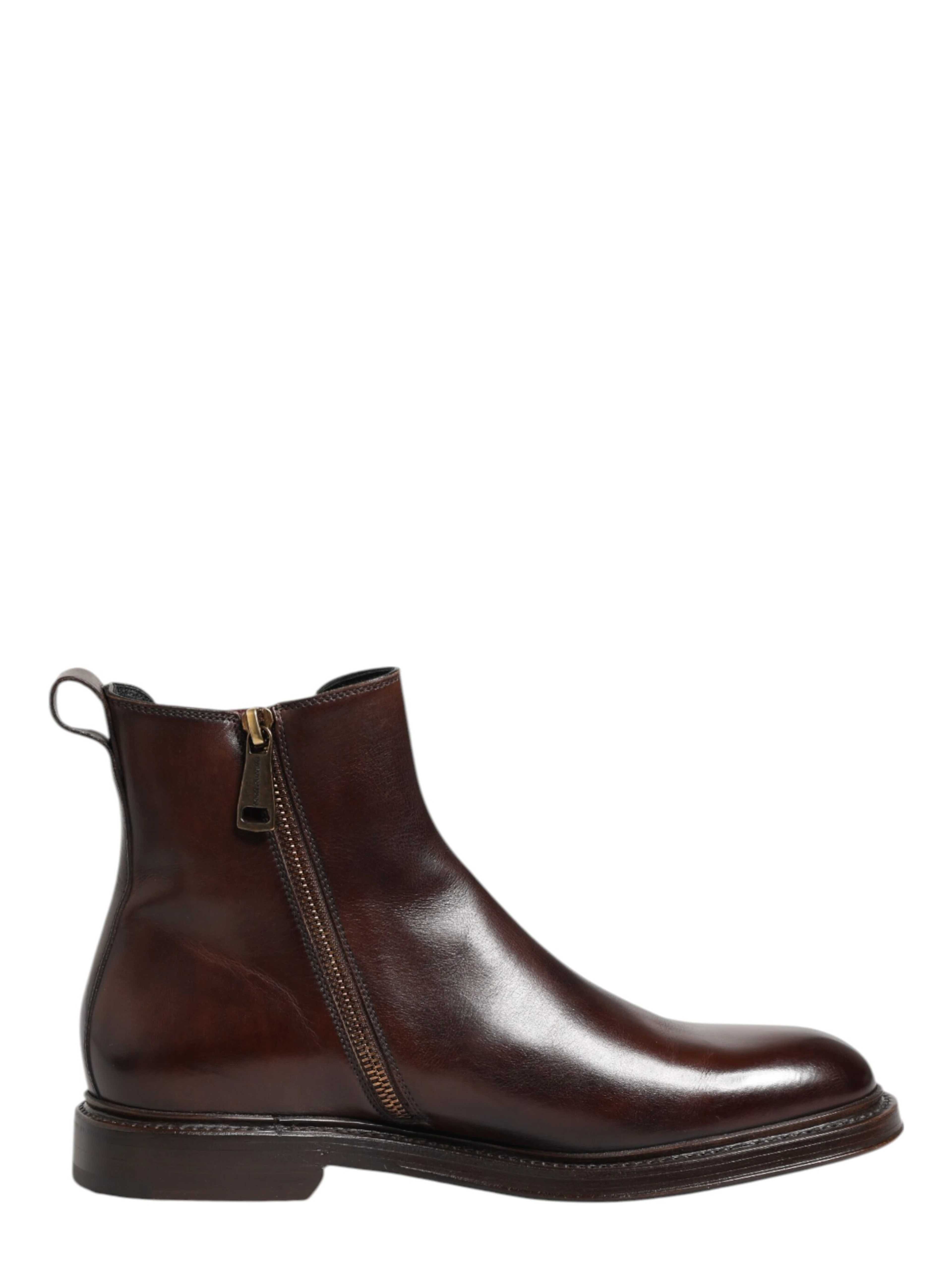Brown Chelsea Leather Mid Calf Boots Shoes