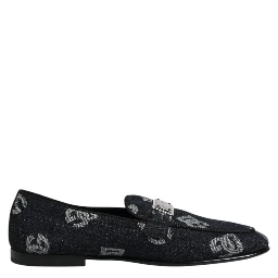 Blue Logo Cotton Loafers Formal Dress Shoes