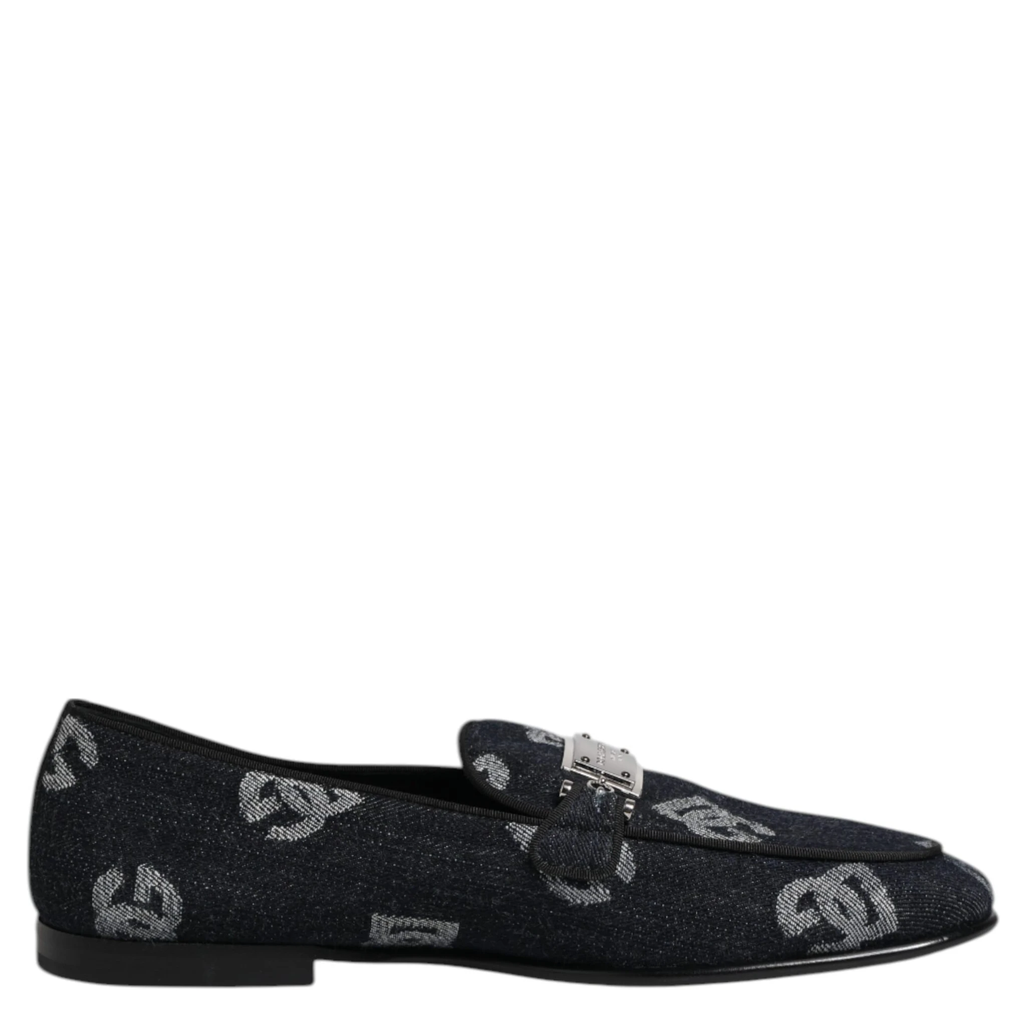 Blue Logo Cotton Loafers Formal Dress Shoes