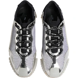 Silver Black Nylon NS1 Low Top Sneakers Shoes