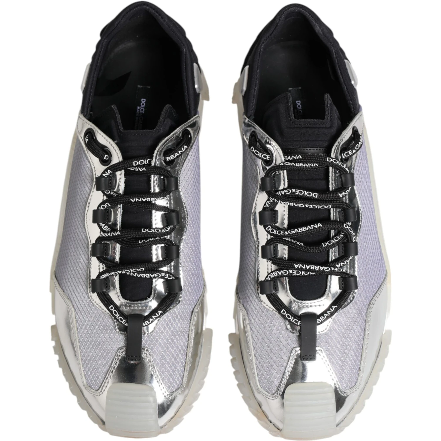 Silver Black Nylon NS1 Low Top Sneakers Shoes