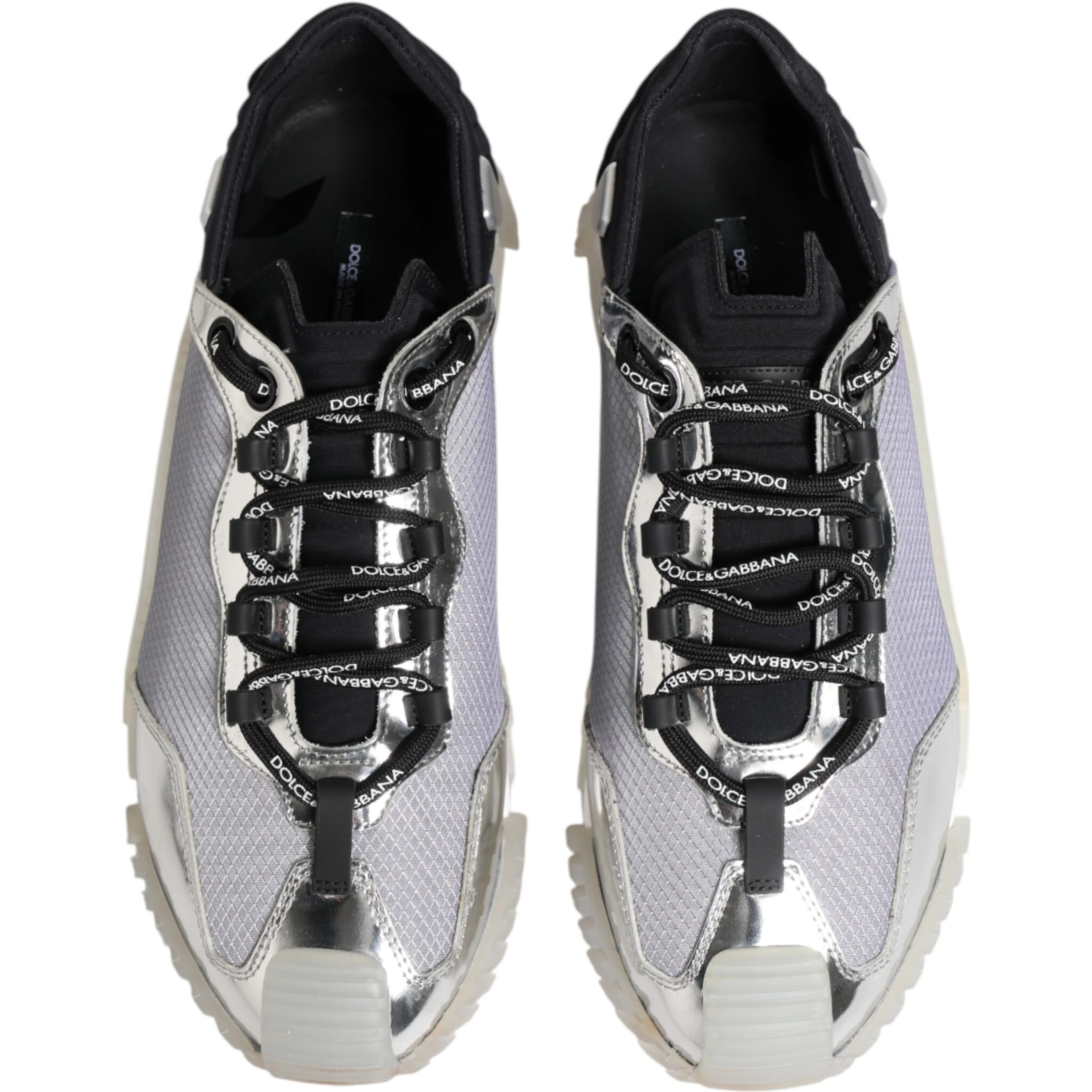 Silver Black Nylon NS1 Low Top Sneakers Shoes