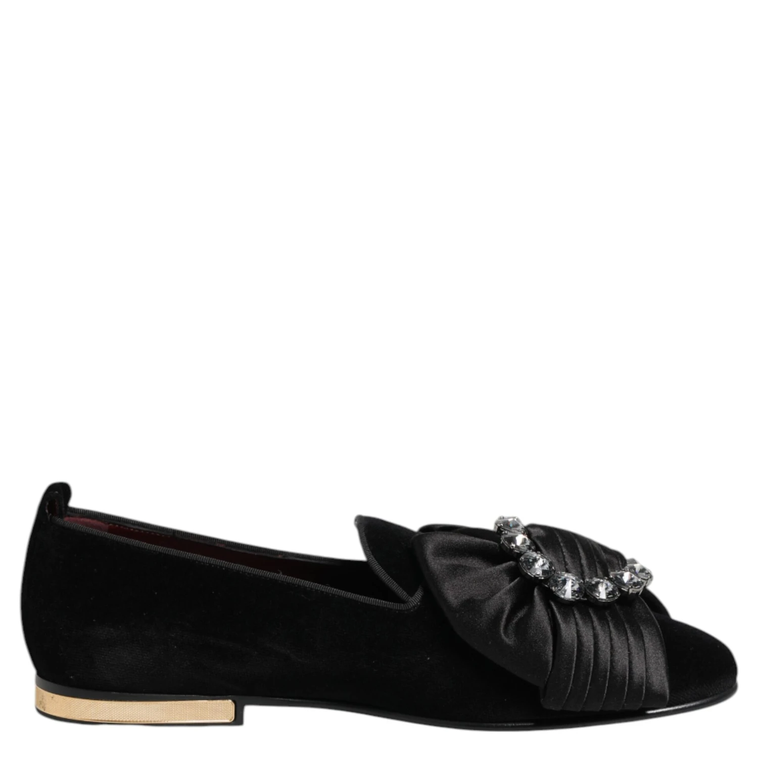 Black VATICANO Crystal Ribbon Slip On Shoes