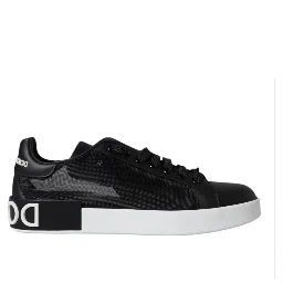 Black Calf Leather Portofino Sneakers Shoes