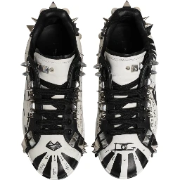 Black White Studded Low Top Sneakers Shoes