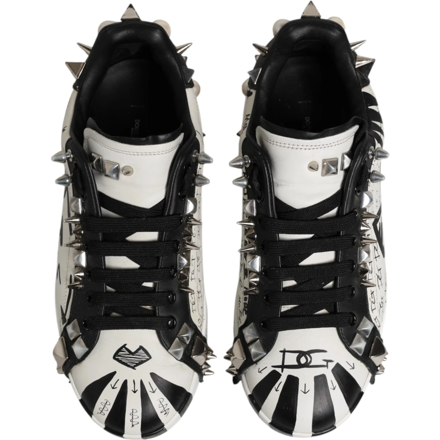 Black White Studded Low Top Sneakers Shoes