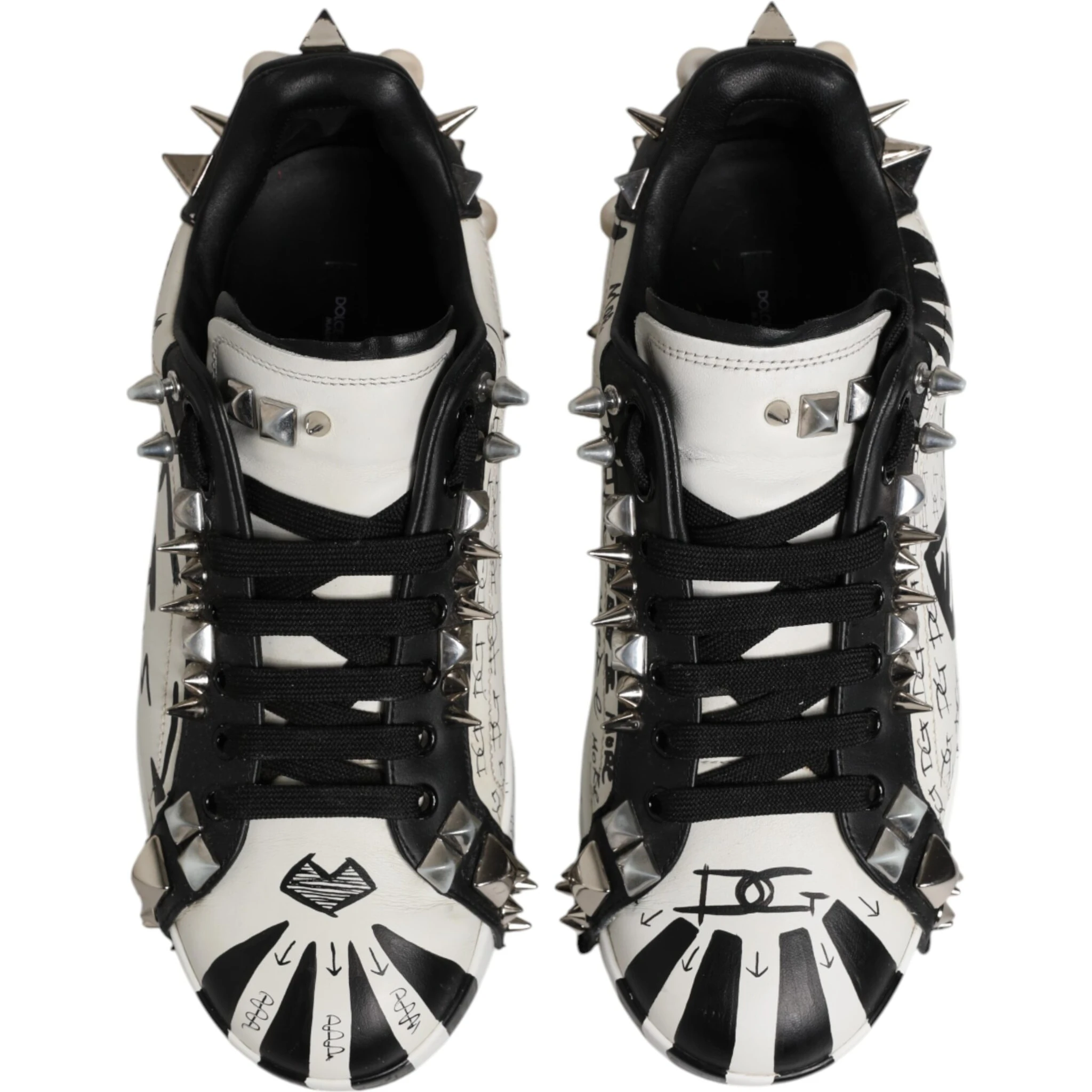 Black White Studded Low Top Sneakers Shoes