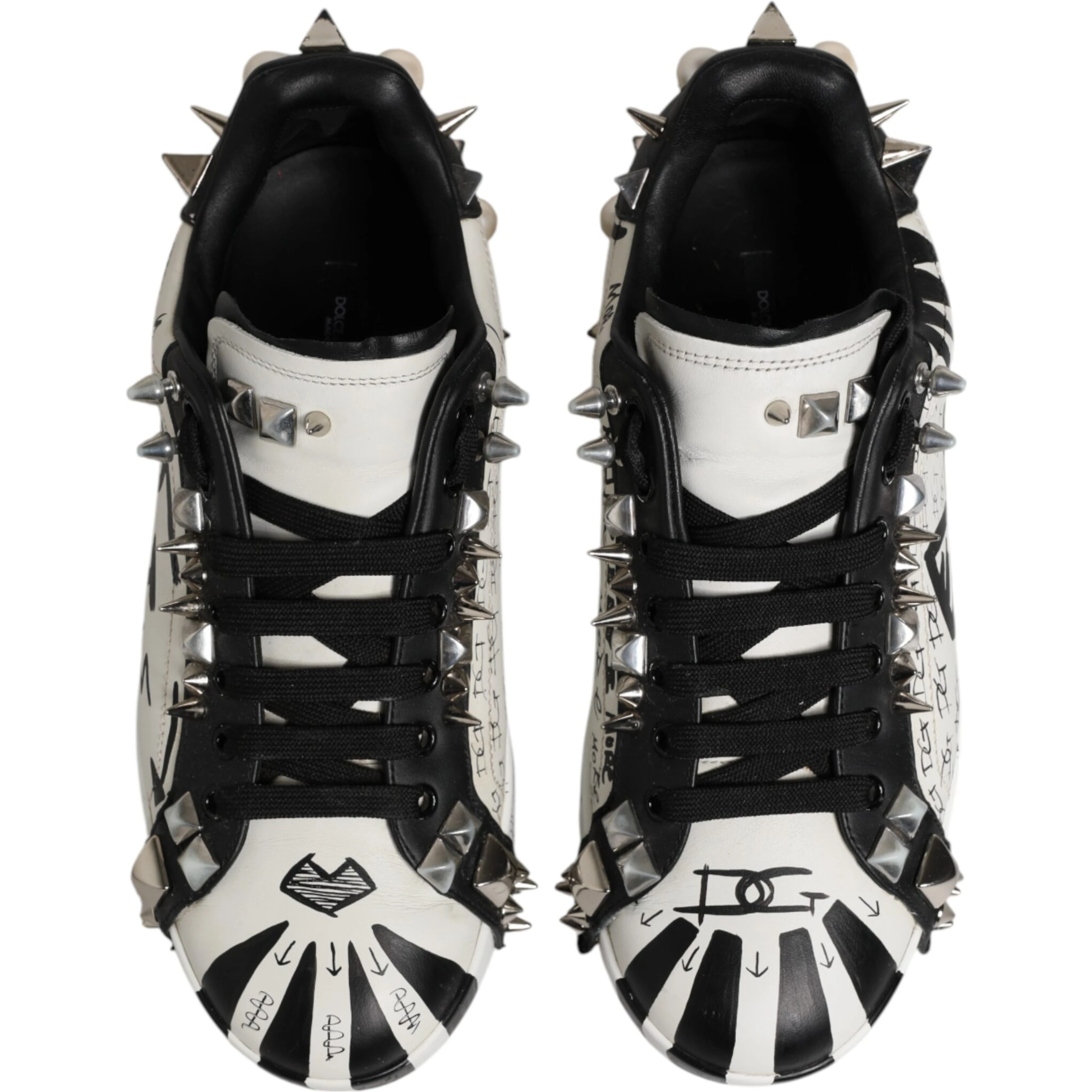 Black White Studded Low Top Sneakers Shoes