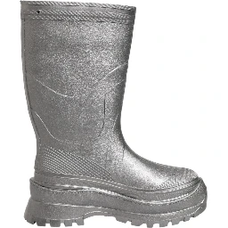 Metallic Silver Pull On Rain Boots Shoes