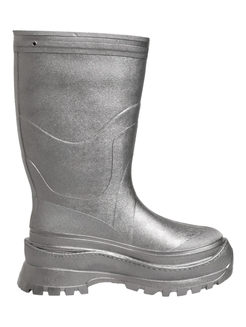 Metallic Silver Pull On Rain Boots Shoes