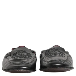 Black Leather Slip On Men Flat Loafers Shoes