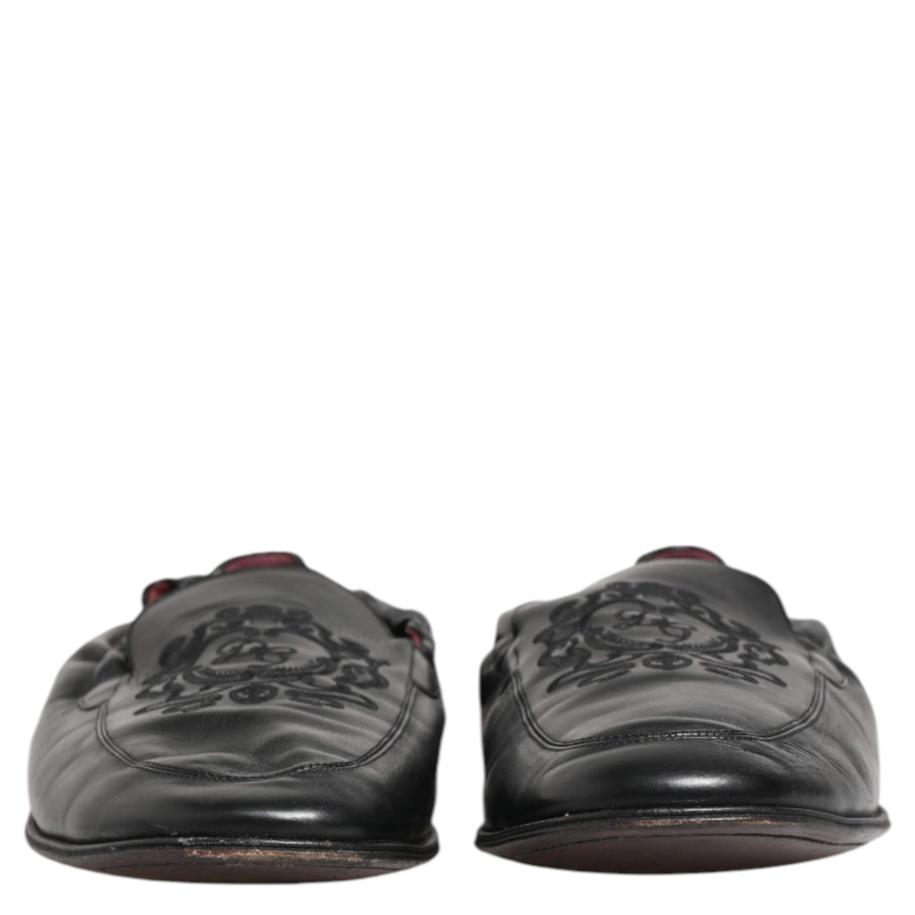 Black Leather Slip On Men Flat Loafers Shoes