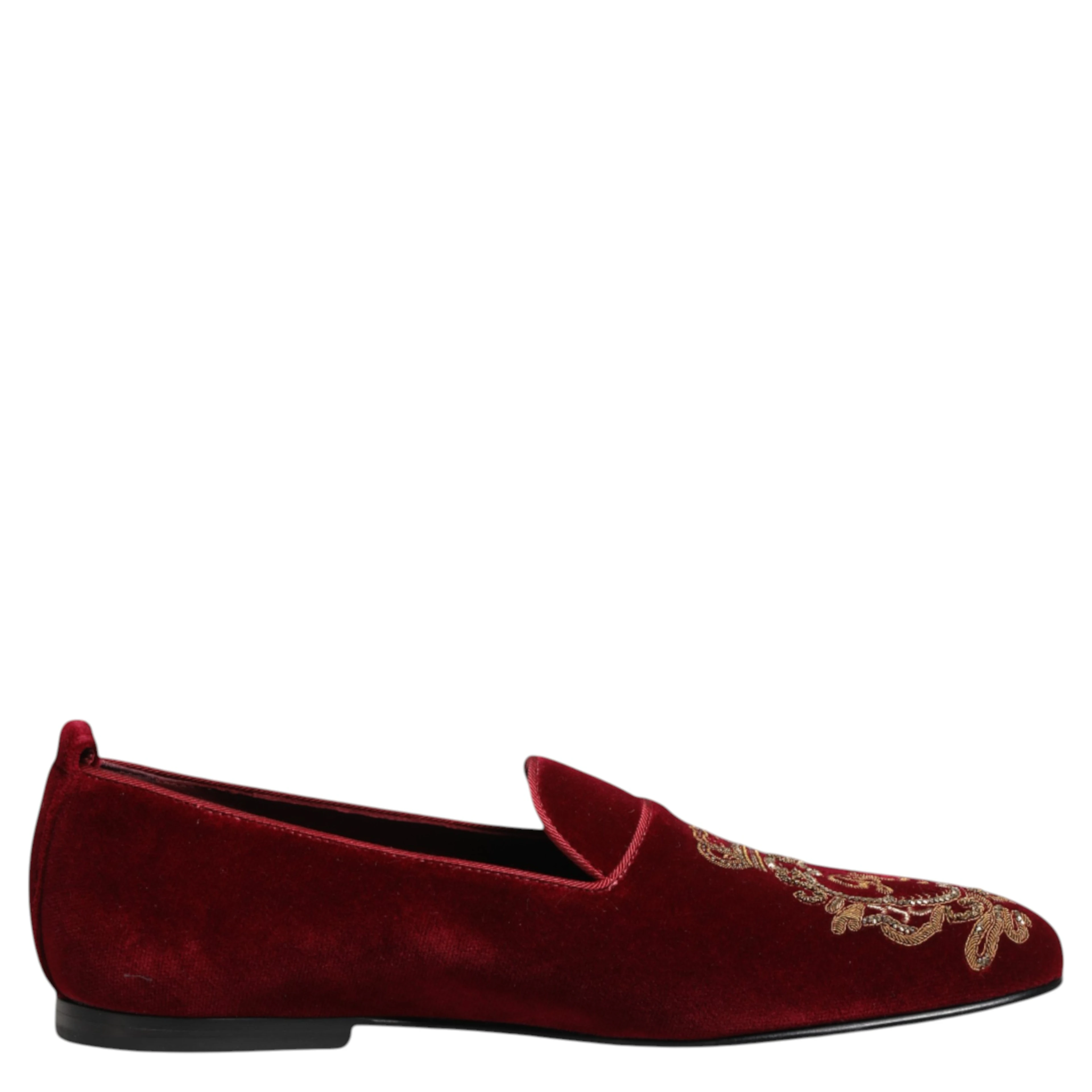 Red Velvet Gold Crown Mens Loafers Shoes