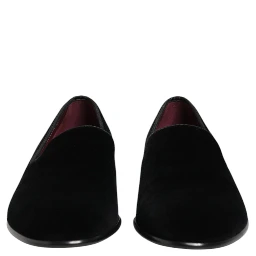 Black Velvet Slip On Loafers Men Formal Shoes