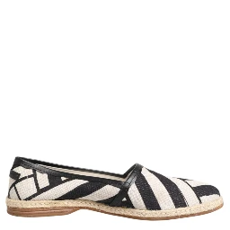 Black White Stripes Flat Espadrille Shoes