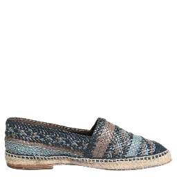Blue Gray Woven Leather Buffalo Espadrille Shoes